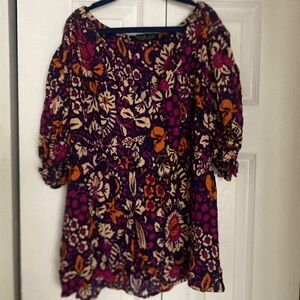 Rachel Zoe Floral Blouse - Purple, Orange, Cream